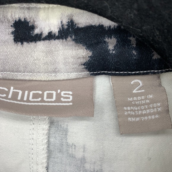 Chicos Womens 2 Large Cityscape Serena Jacket Ruffle Band Collar Artsy Art - Picture 5 of 8